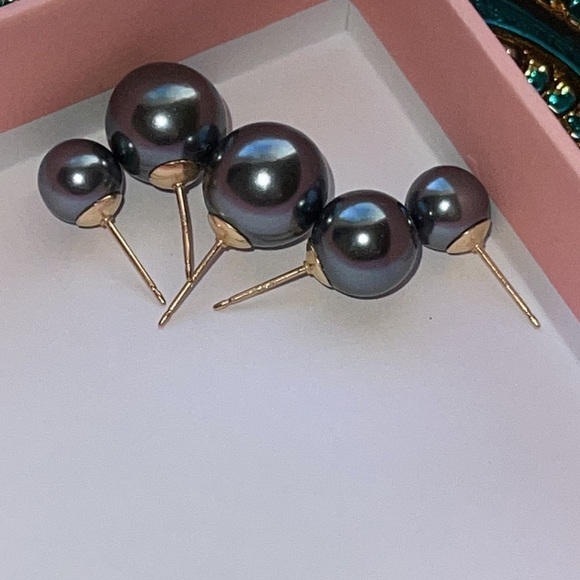 Neiman Marcus 14KT Gold studded Tahitian pearl 9mm Only 1 Single Availab… - Picture 13 of 16